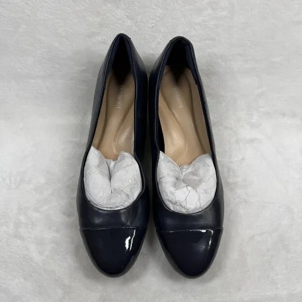 Easy Spirit Navy‎ Blue Leather Cap Toe Low Block Heel Pumps Women's Shoes 7 - Image 4