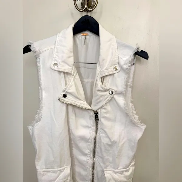 Revolve Free People White Vest Moto Dress Size Small - Image 2