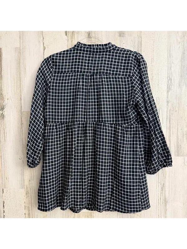 Isabel Maternity Womens Small Black White Plaid Babydoll Top - Image 5