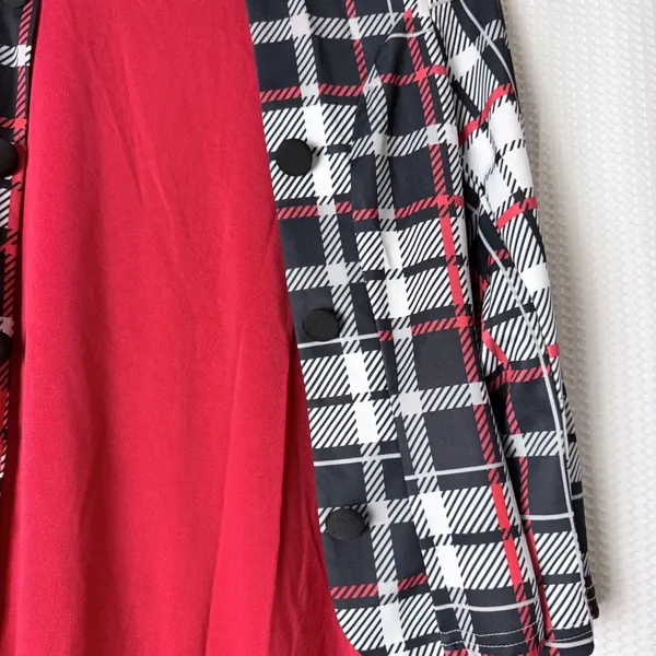 Modest Dress Jacket Set Women Large Red Plaid Workwear Belted Church Office Midi - Image 6