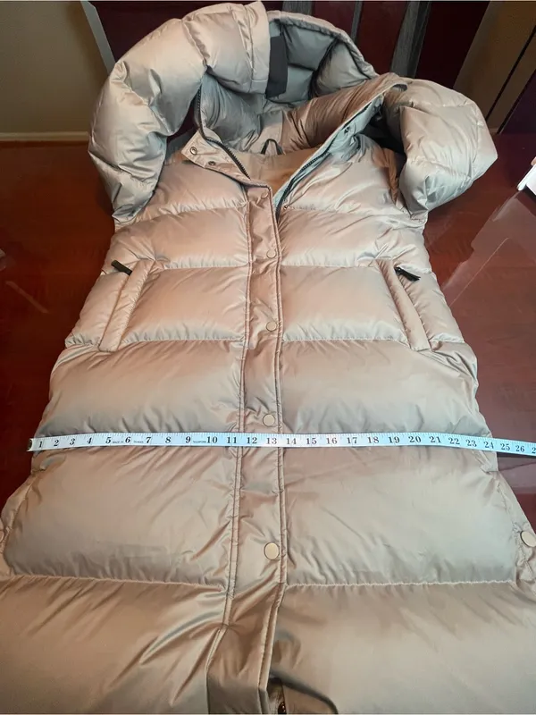 QUINCE Responsible Down Long Puffer Jacket Stone Taupe Color Sz Large - Image 13