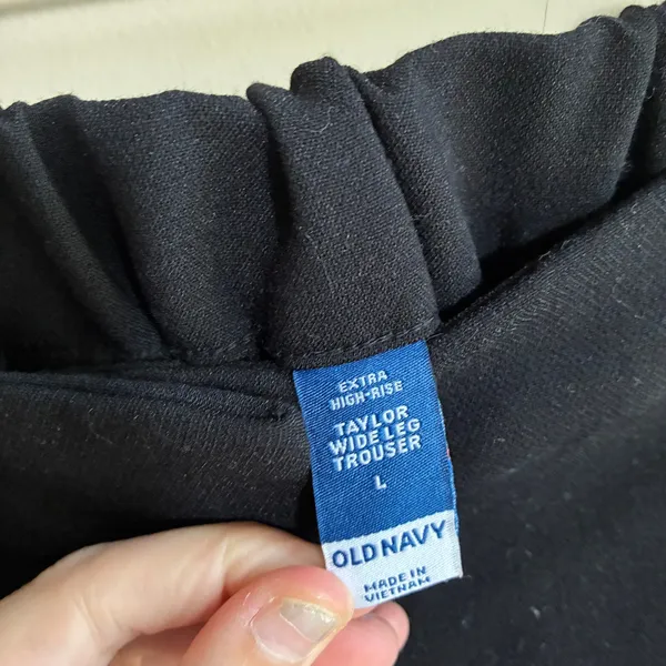 Old Navy Taylor Wide Leg Trouser L Black Women Extra High Rise Pleated - Image 5