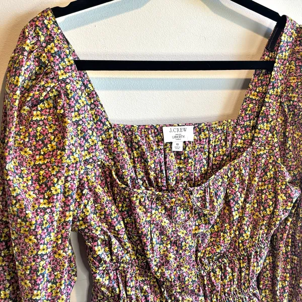 J. Crew Cinched Waist Organic Cotton Top in Liberty Busy Izzy Fabric - size 10 - Image 3