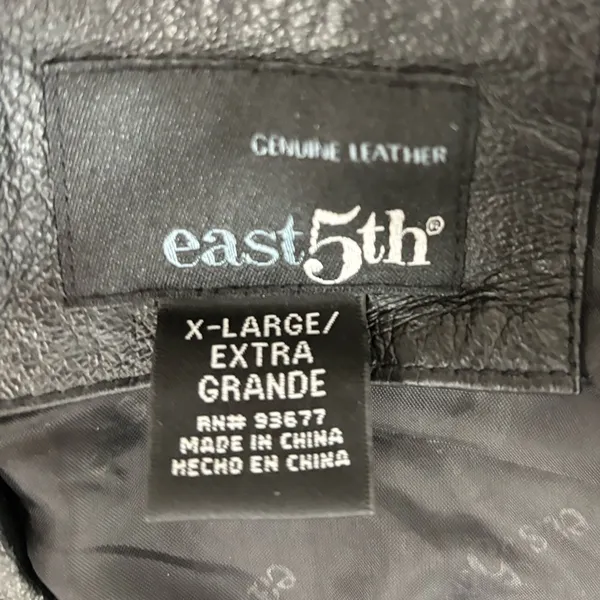 East 5th Genuine Leather Y2K Vintage Black Zip Up Jacket Coat size XL - Image 5