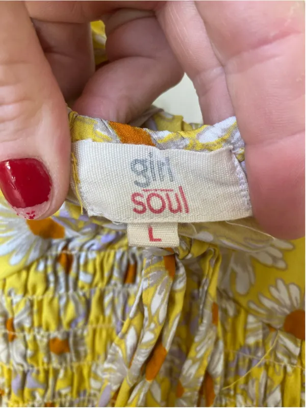 Girl Soul Yellow Daisy Floral Smocked Mini Dress Cottagecore Coquette Puff Sleev - Image 4