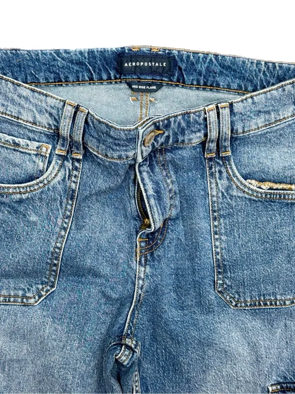 Aeropostale Blue Wide Leg Cargo Jeans 14 - Image 3