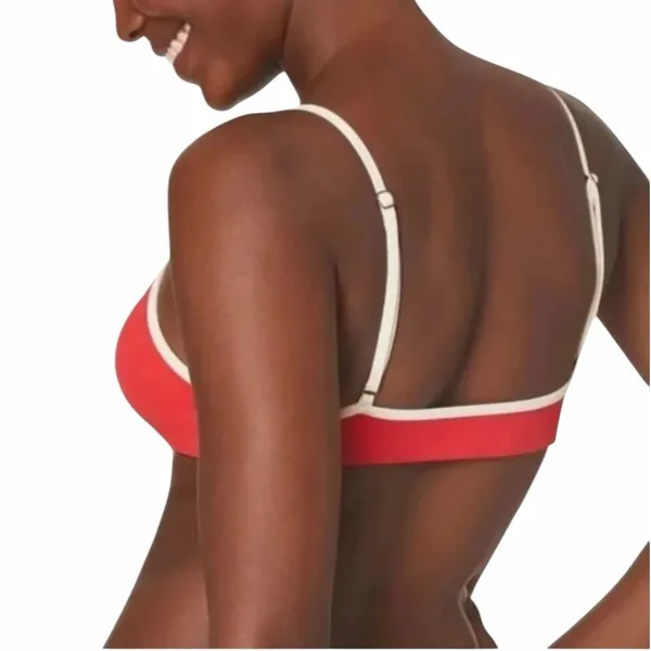 Andie Swim NWT The Bells Bikini Top Poppy Red White Trim Sporty Chic XL - Image 11