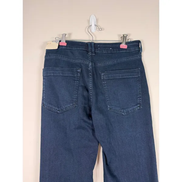 Pilcro‎ Anthropologie High-Rise Flare Jeans Dark Indigo Patch Pocket Size 27 NEW - Image 8