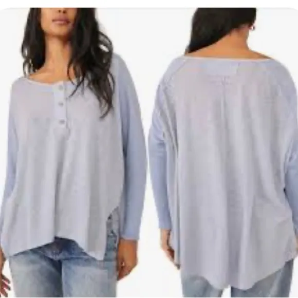 We the Free boho top blue moon combo Size‎ Small Henley New Long Sleeve - Image 2