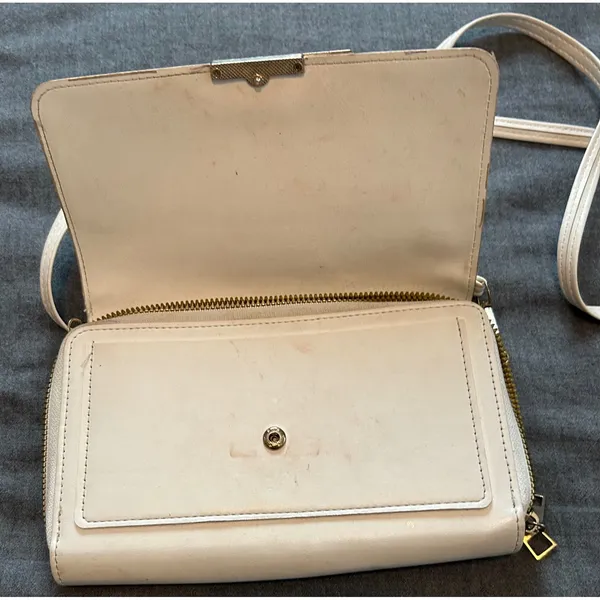 Forever LengRui Cream White Crossbody Wallet Bag Rhinestone Accents Organizer - Image 5