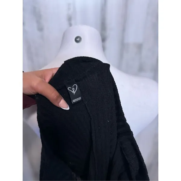 Windsor Black Textured Long Sleeve Top Size M Boat Neck Stretchy - Image 5
