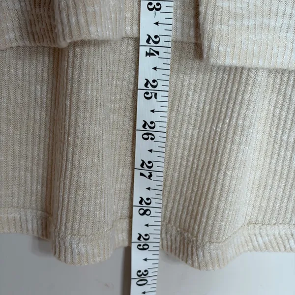 American Eagle Ribbed Babydoll Henley Top Cream Peplum Long Sleeve XXS - Image 6