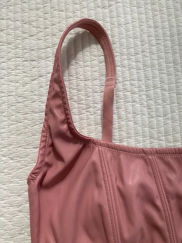 light pink corset tank top cropped - Image 3