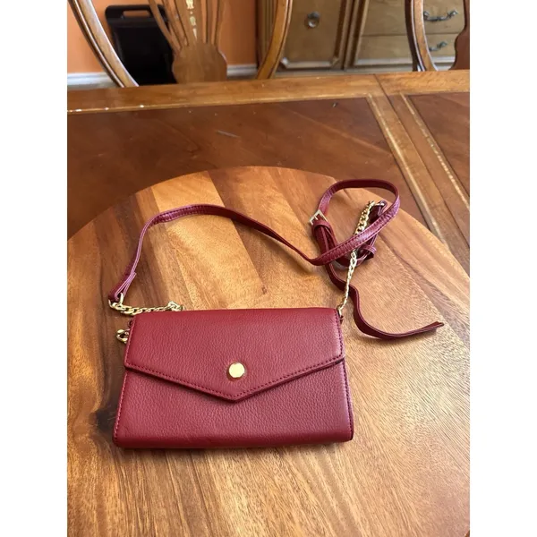 Stella & Max Red Leather Crossbody, Clutch, Wallet Purse Removable Strap - Image 4