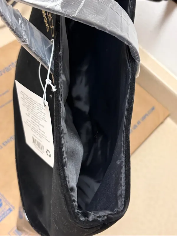 Jimmy Choo Parfums tote black velvet body glossy glitter-accented base &straps - Image 12