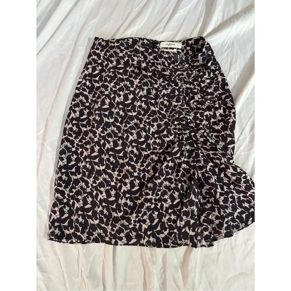 Isabel Marant Étoile Floral Ruched Ruffle Skirt Black Beige French Designer - Image 2