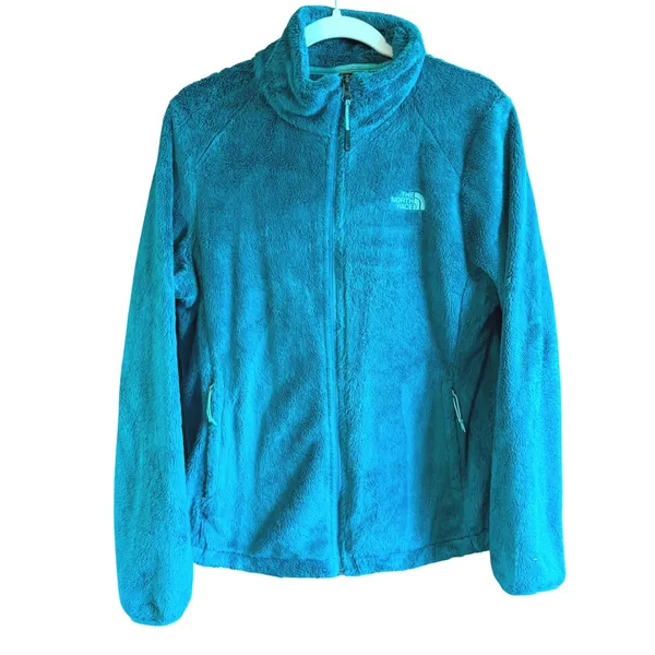The North Face Osito 2 Fleece Jacket Teal Green Women Large Full Zip Soft Furry - Image 2