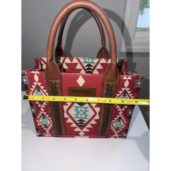 Wrangler Southwestern Aztec‎ Crossbody Tote Women's Western Bag Burgundy L - Image 6