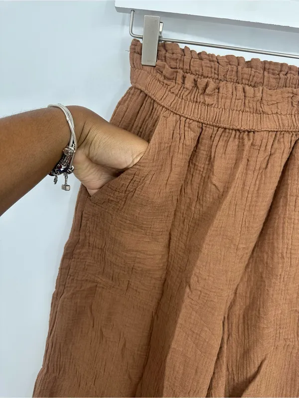 Aerie Brown Wide Leg High Waisted Pants Size Small Boho Loungewear - Image 4