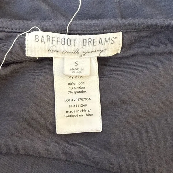 Barefoot Dreams Malibu Collection Sand-Washed Jersey Knit Midi‎ Robe Small Gray - Image 6
