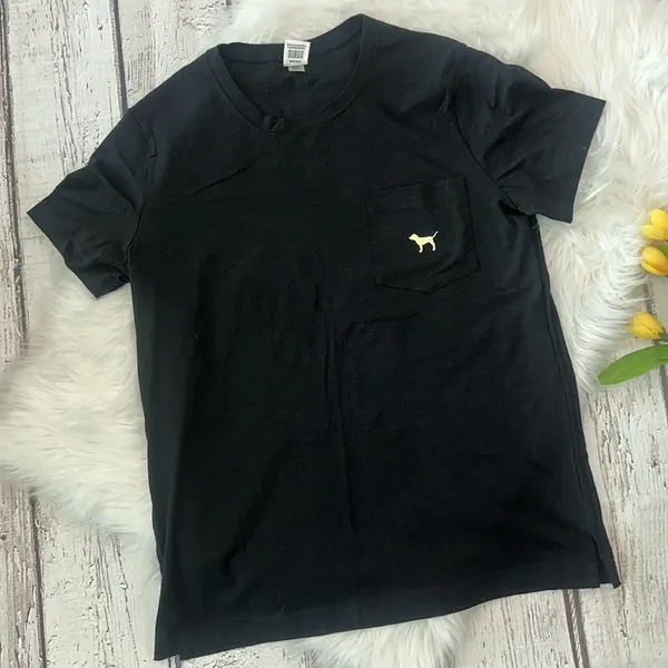 Pink By Victoria’s Secret Campus Crew Neck Signature Dog Tee Shirt Size Large - Image 4