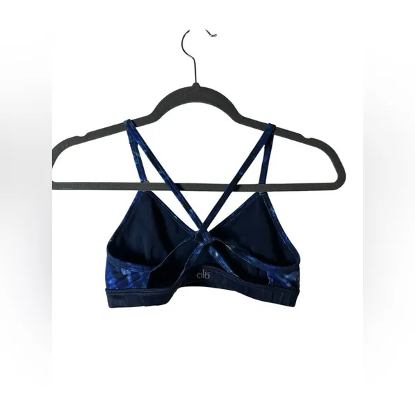 Alo Yoga Blue Abstract Print‎ Strappy Sports Bra Women’s XS Crisscross - Image 5