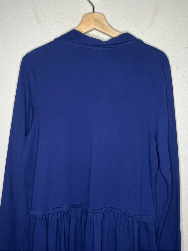 Daily Practice Taylor Corset Long Sleeve Zip Up Mini Dress in Navy Blue - Image 6