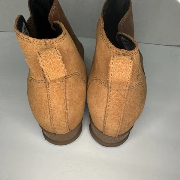Sorel Evie Womens 6.5 Cognac Chelsea Ankle Boots Leather Suede Wedge Lug Rubber - Image 4