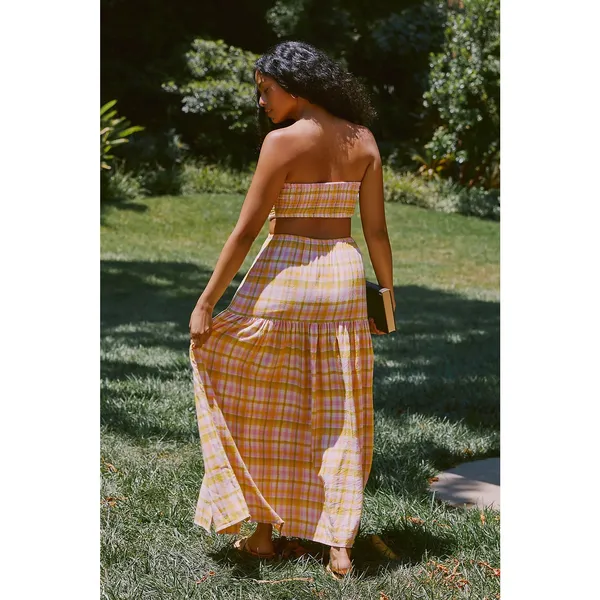 Anthropologie LSpace Tina‎ Strapless Smocked Cutout Plaid Maxi Dress XL NWT - Image 2