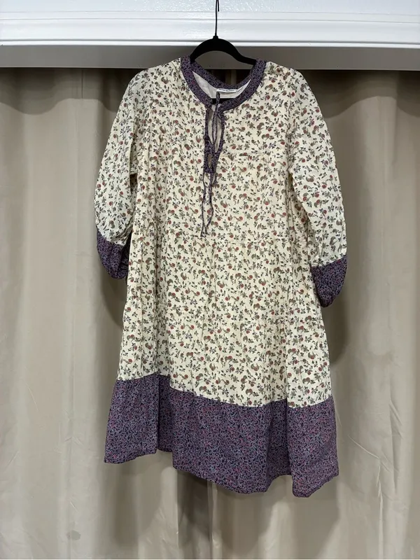 Roller Rabbit Womens Aidan Dress L Multi-Color Floral Long Sleeve Cotton - Image 2