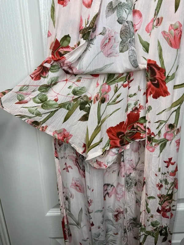 Solaris Style Floral Maxi Overlay Romper Off Shoulder NWT Size S - Image 5