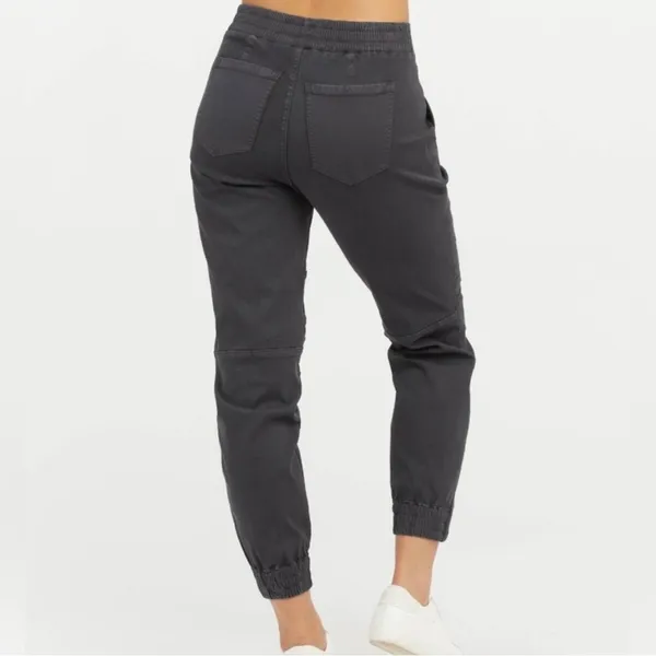 Spanx Grey Stretch Twill Cargo Joggers Pants Elastic Waistband Size Medium - Image 9