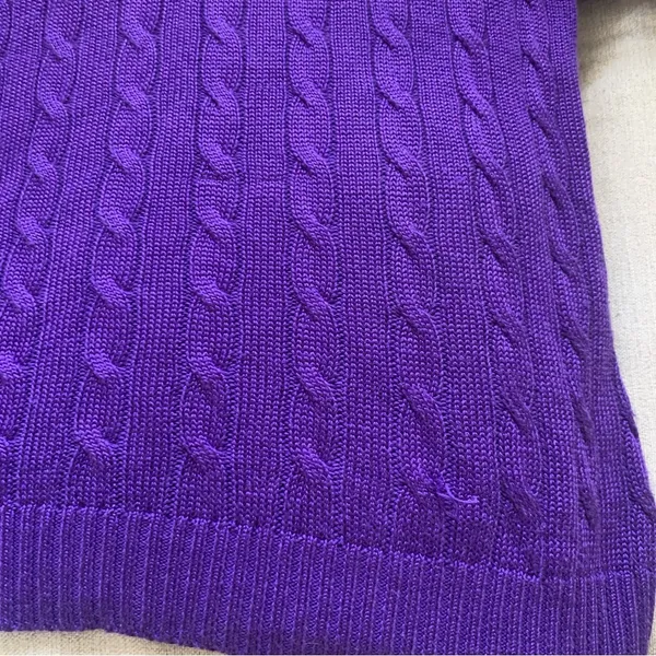 Ralph Lauren Purple Cable Knit Sweater Size Medium - Image 7