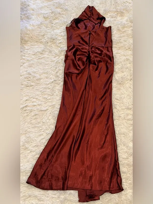 NEW NEW Betsy & Adam Charmeuse Halter nutmeg Dress Sz 10 - Image 8