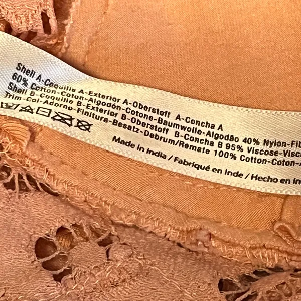 FP One‎ Blush Lace Bralette Top Strappy Back Crochet Boho Festival Medium - Image 4
