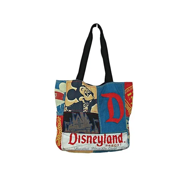 Walt Disney World Parks The Happiest Place on Earth Patchwork Tote Bag Rare - Image 3