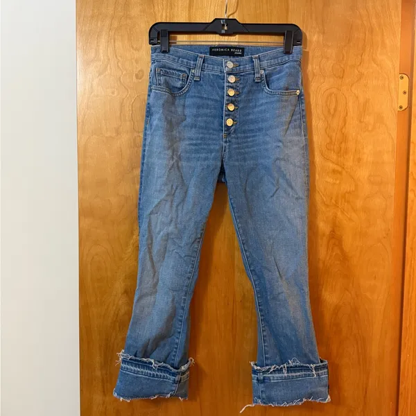 Veronica Beard Carolyn Baby Boot High Rise Jeans Blue Denim Button Fly Size 26/2 - Image 8