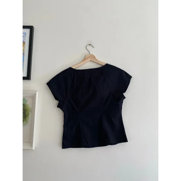 MADEWELL Twist Front Seamed Poplin Top in Black Size 4 - Image 5