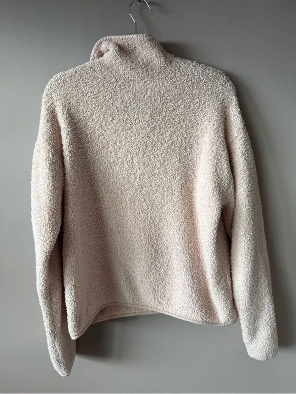 Skims Women’s Powder Pink Teddy Bouclé Sherpa High Neck Fleece Size S/M - Image 8
