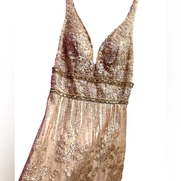 Trendy Rose Gold Sequins Designer Dress NWT - Image 8