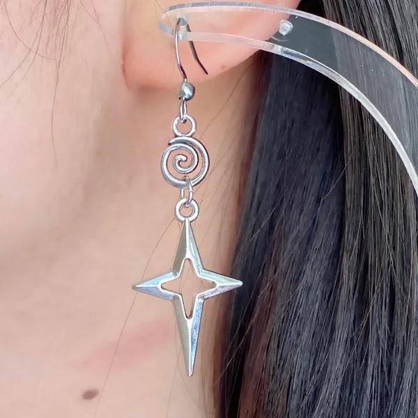 Handmade sparkle star & swirl grunge y2k street style dangle earrings💫🌀 - Image 5