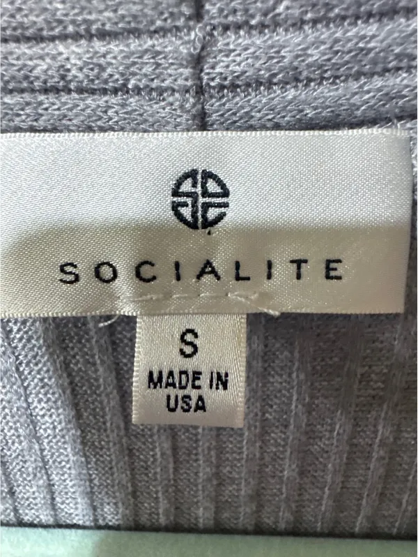 Socialite Gray Ribbed Button-Up Long Sleeve Dress with Pock - Image 2