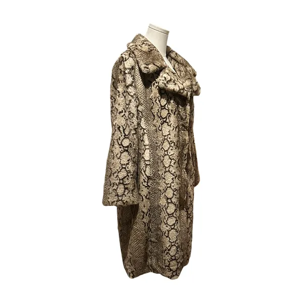 Badgley Mischka Faux Fur Coat with Snake Print Size Medium - Image 3