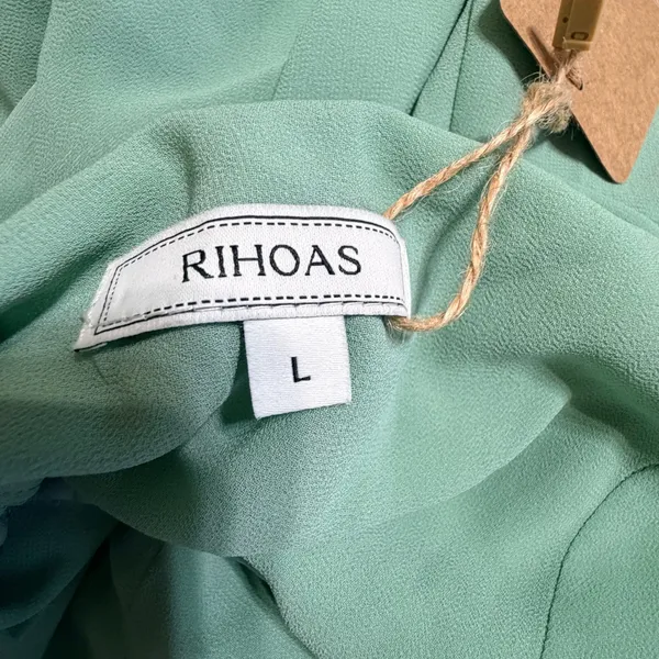 RIHOAS Sage Green Cowl Neck Lace-Up Maxi Dress Women Large Formal Slit Gown - Image 7
