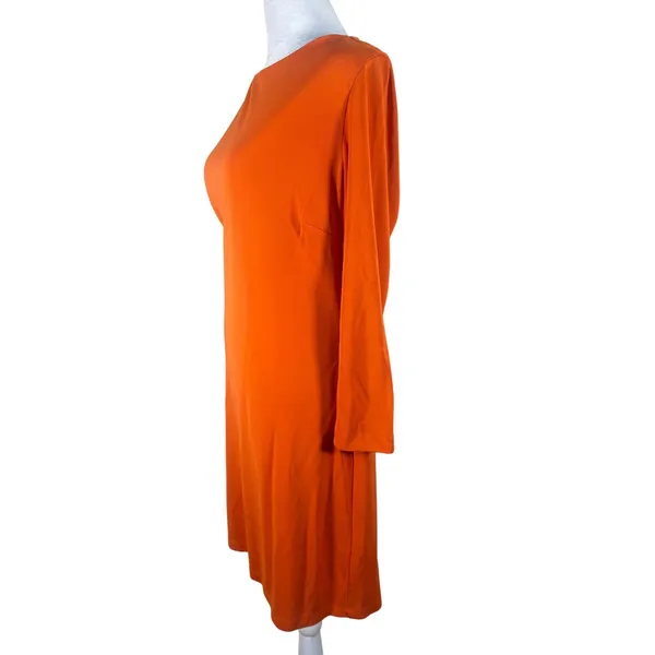Lauren‎ Ralph Lauren Sheath Dress Size 10 Coral Excellent Long Sleeve Boatneck - Image 4
