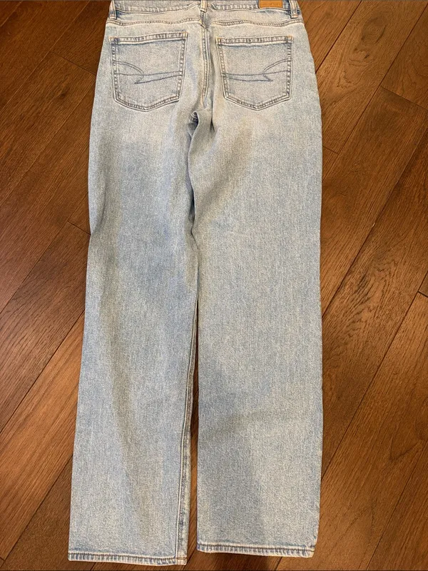 American Eagle Stretch Light Blue Straight Leg Jeans Size 10 Long - C66-017 - Image 5