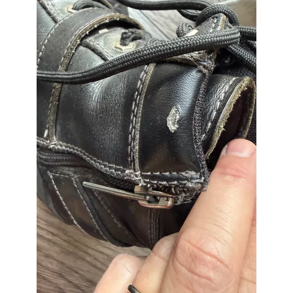Harley Davidson Womens Black Leather Moto Combat Boots Side Zip Buckle Lug Sole - Image 7