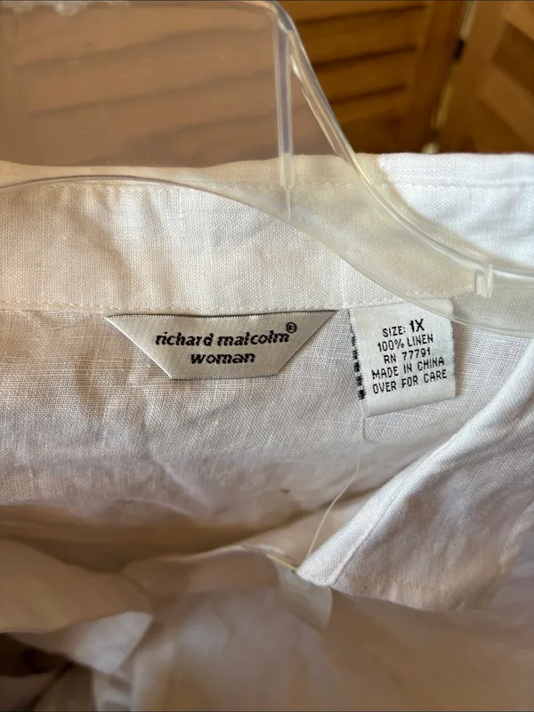 Richard Malcolm White Linen Casual Button-Down Shirt 1X NWT - Image 5