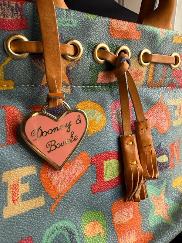 Vintage Y2K Dooney & Bourke blue Doodle graffiti hand bag - Image 2