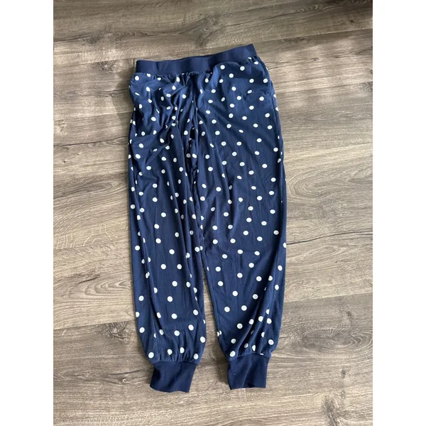 Kate Spade New York Navy White Polka Dot Henley Pajama Set Joggers Small - Image 6